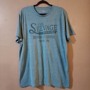 Old Navy Mens Graphic Tee Size XXL Heathered Teal Blue Short Sleeve